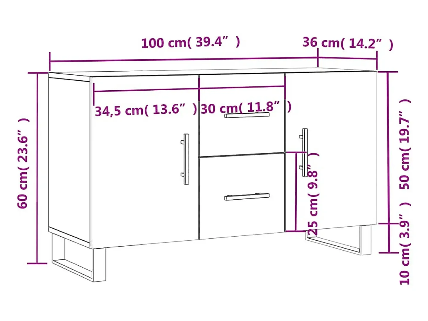 Aparador madera de ingeniería roble ahumado 100x36x60 cm