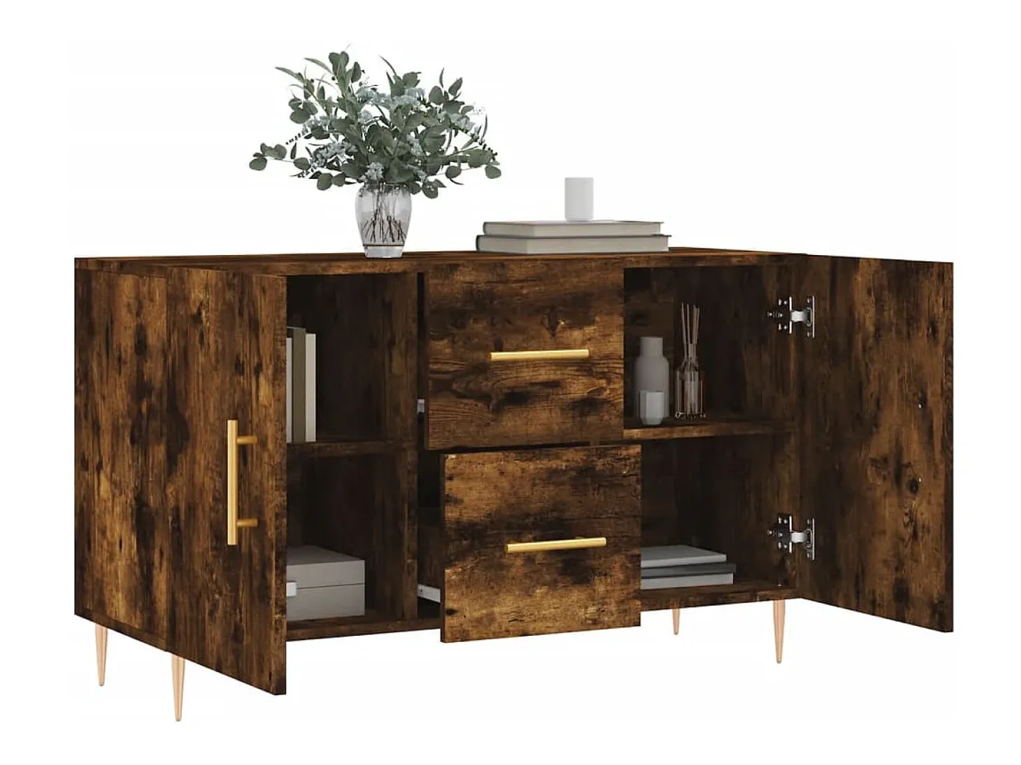 Aparador madera de ingeniería roble ahumado 100x36x60 cm