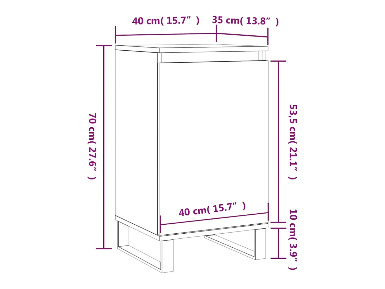 Aparador madera de ingeniería roble Sonoma 40x35x70 cm