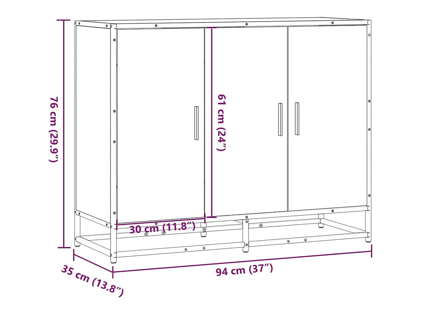 Aparador madera de ingeniería roble ahumado 94x35x76 cm