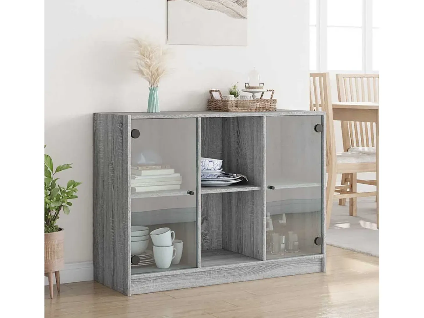 Aparador madera de ingeniería gris Sonoma 102x37x75,5 cm