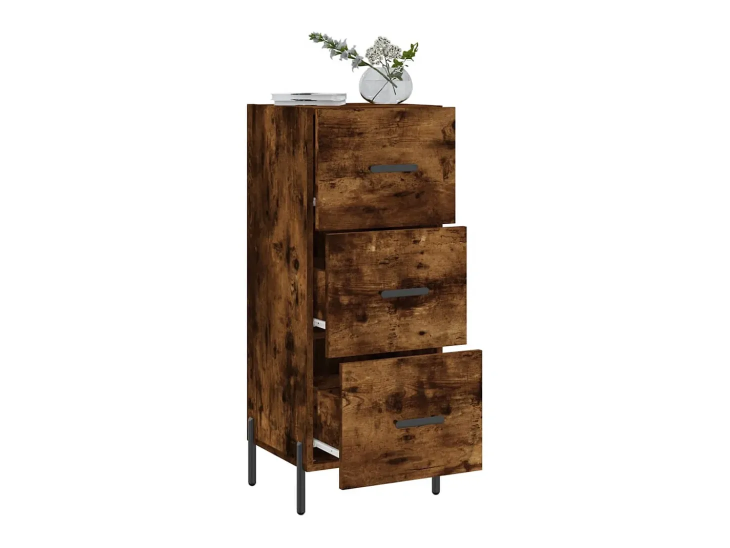 Aparador madera de ingeniería roble ahumado 34,5x34x90 cm ES86593