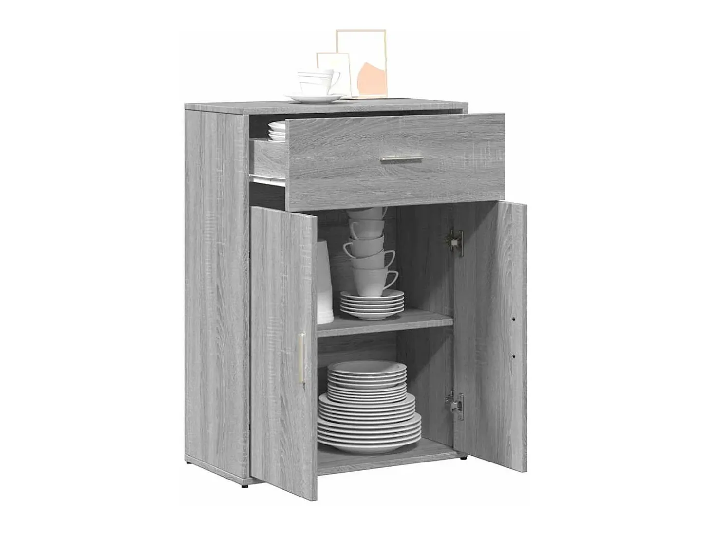 Aparador madera de ingeniería gris Sonoma 60x30x84 cm
