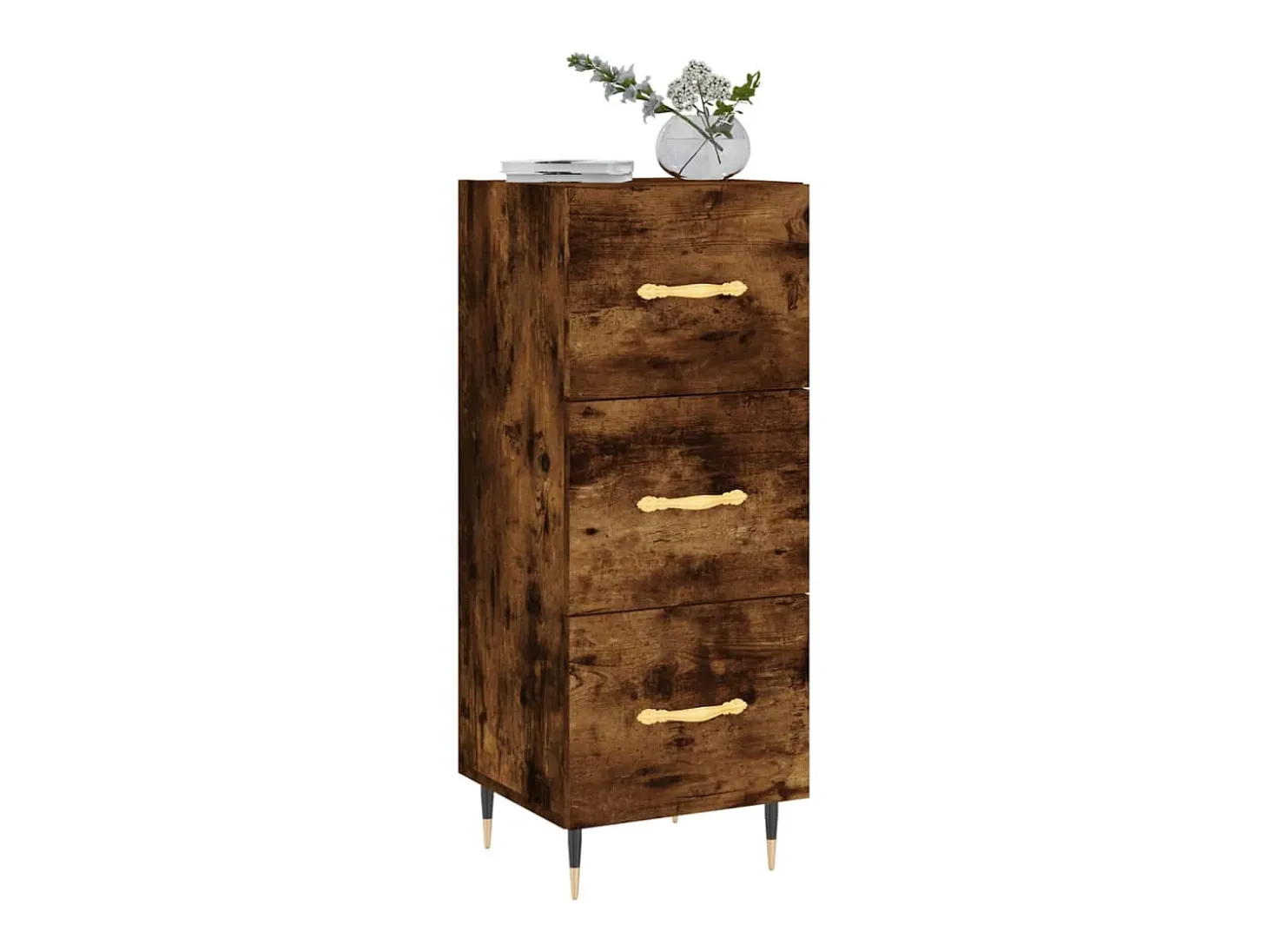 Aparador madera de ingeniería roble ahumado 34,5x34x90 cm