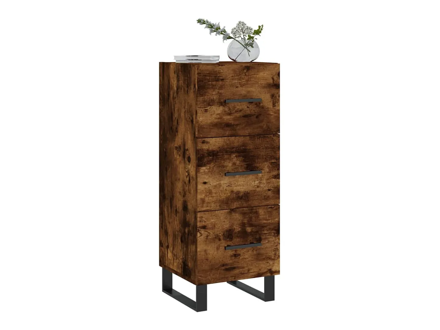 Aparador madera de ingeniería roble ahumado 34,5x34x90 cm