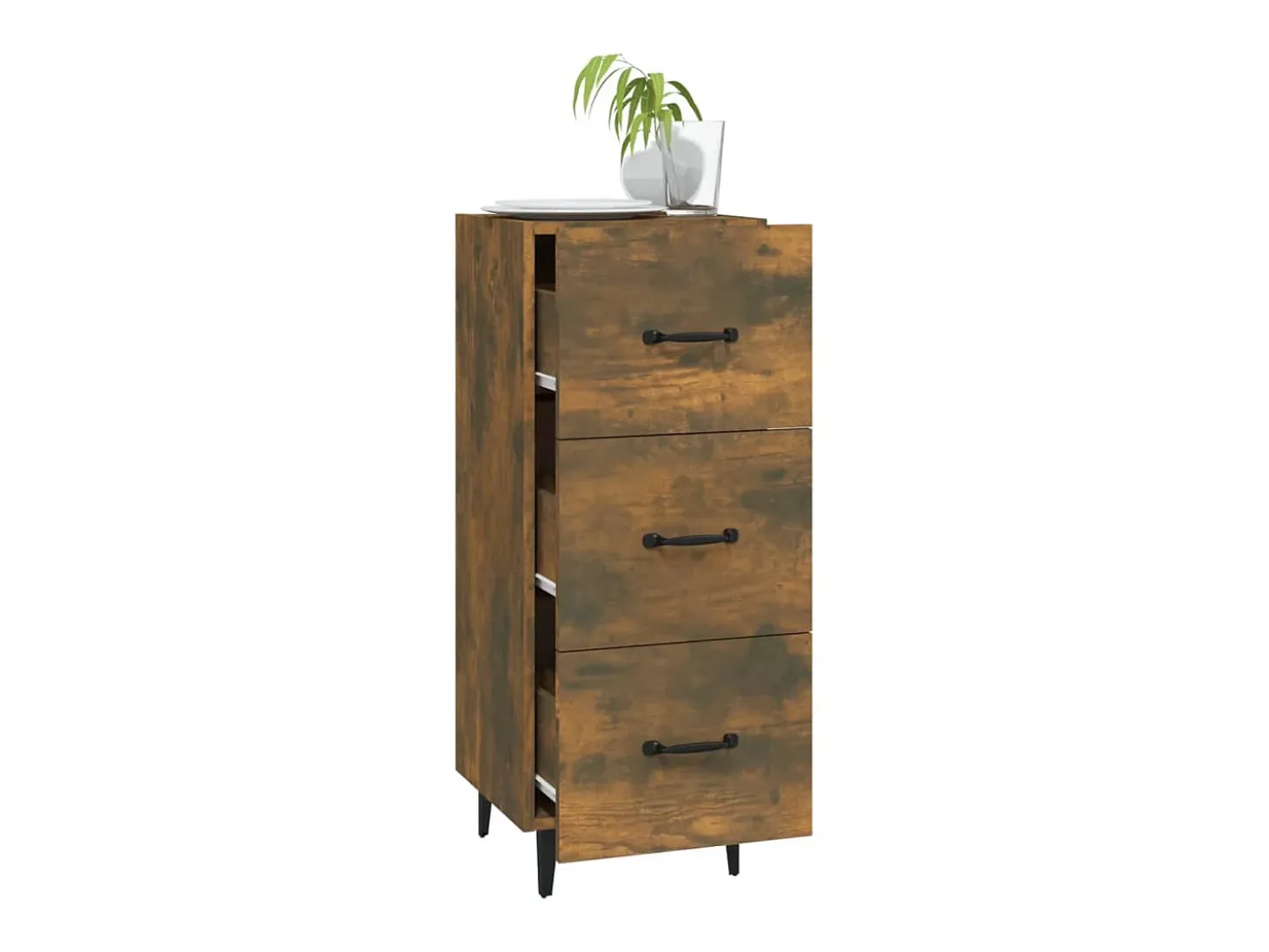 Aparador madera de ingeniería roble ahumado 34,5x34x90 cm ES11826