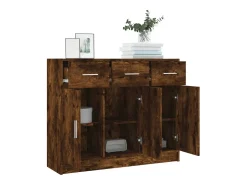 Aparador madera de ingeniería roble ahumado 91x28x75 cm