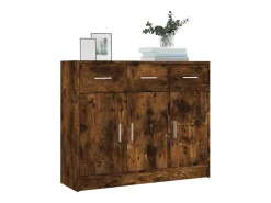 Aparador madera de ingeniería roble ahumado 91x28x75 cm