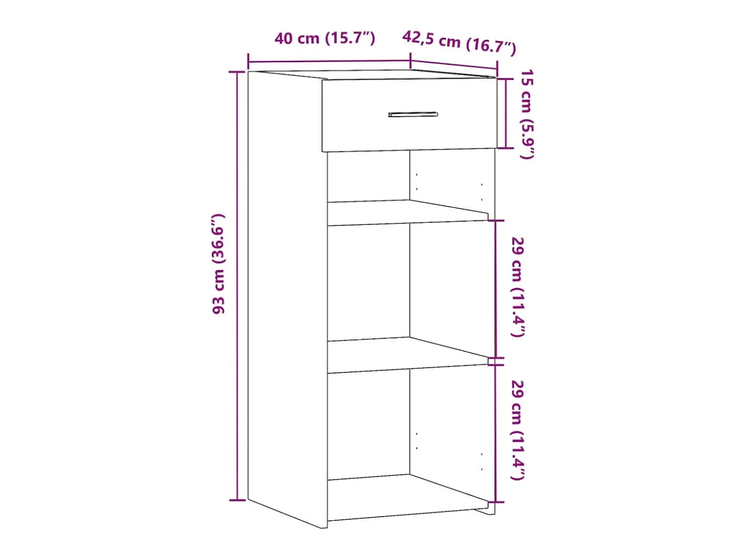 Aparador madera de ingeniería roble ahumado 40x42,5x93 cm