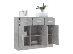 Aparador madera de ingeniería gris hormigón 91x28x75 cm ES49127