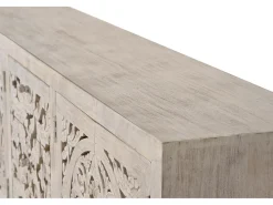 Aparador madera de mango y patas metal blanco envejecido