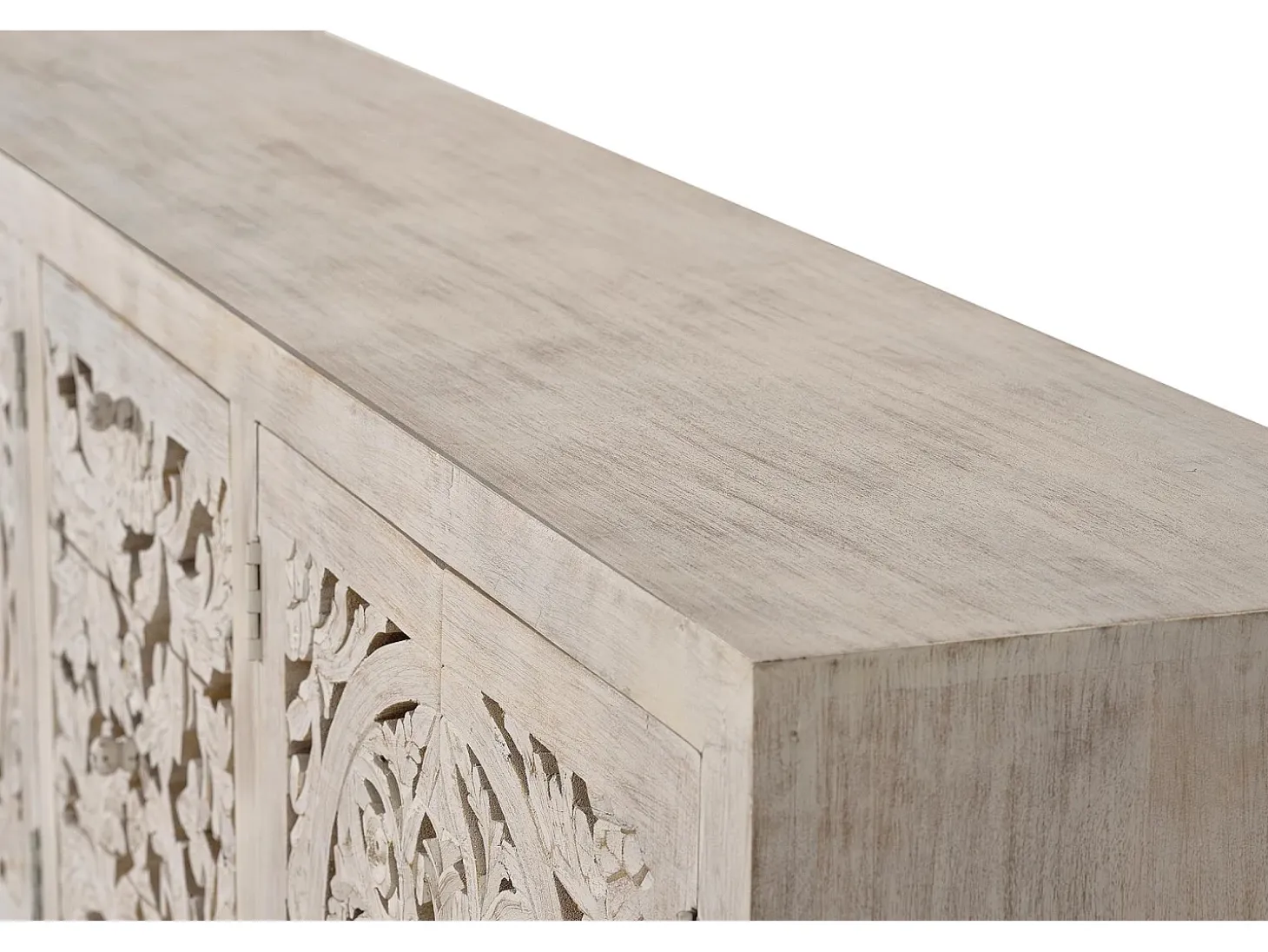 Aparador madera de mango y patas metal blanco envejecido