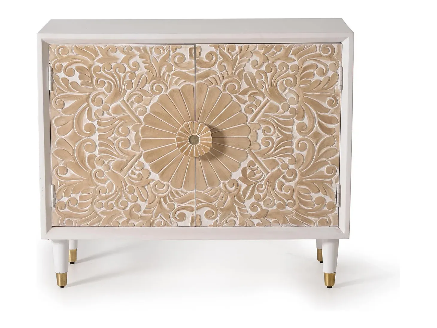 Aparador madera de mango blanco y detalles en dorado