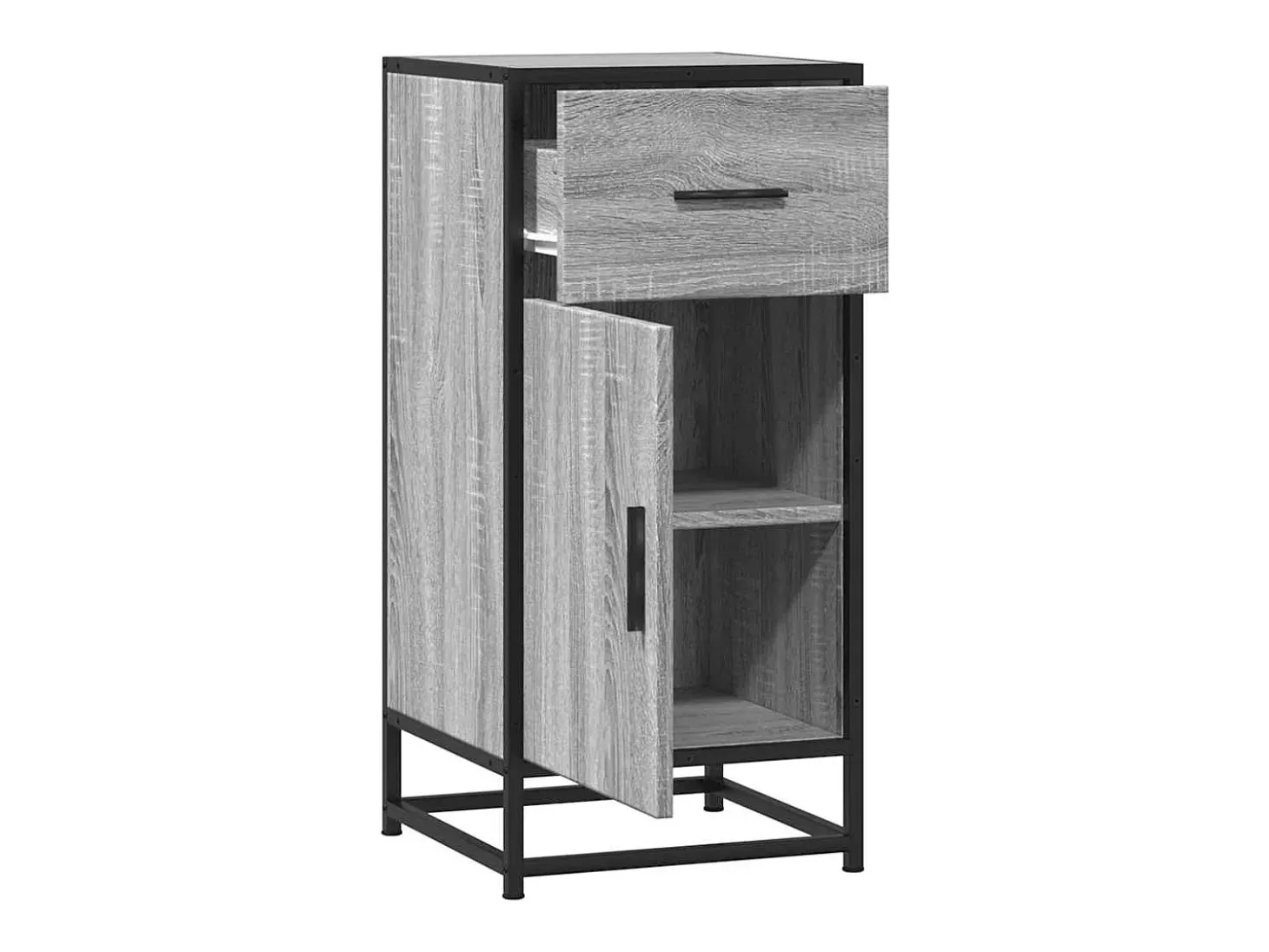 Aparador madera ingeniería y metal gris Sonoma 35,5x35x76 cm
