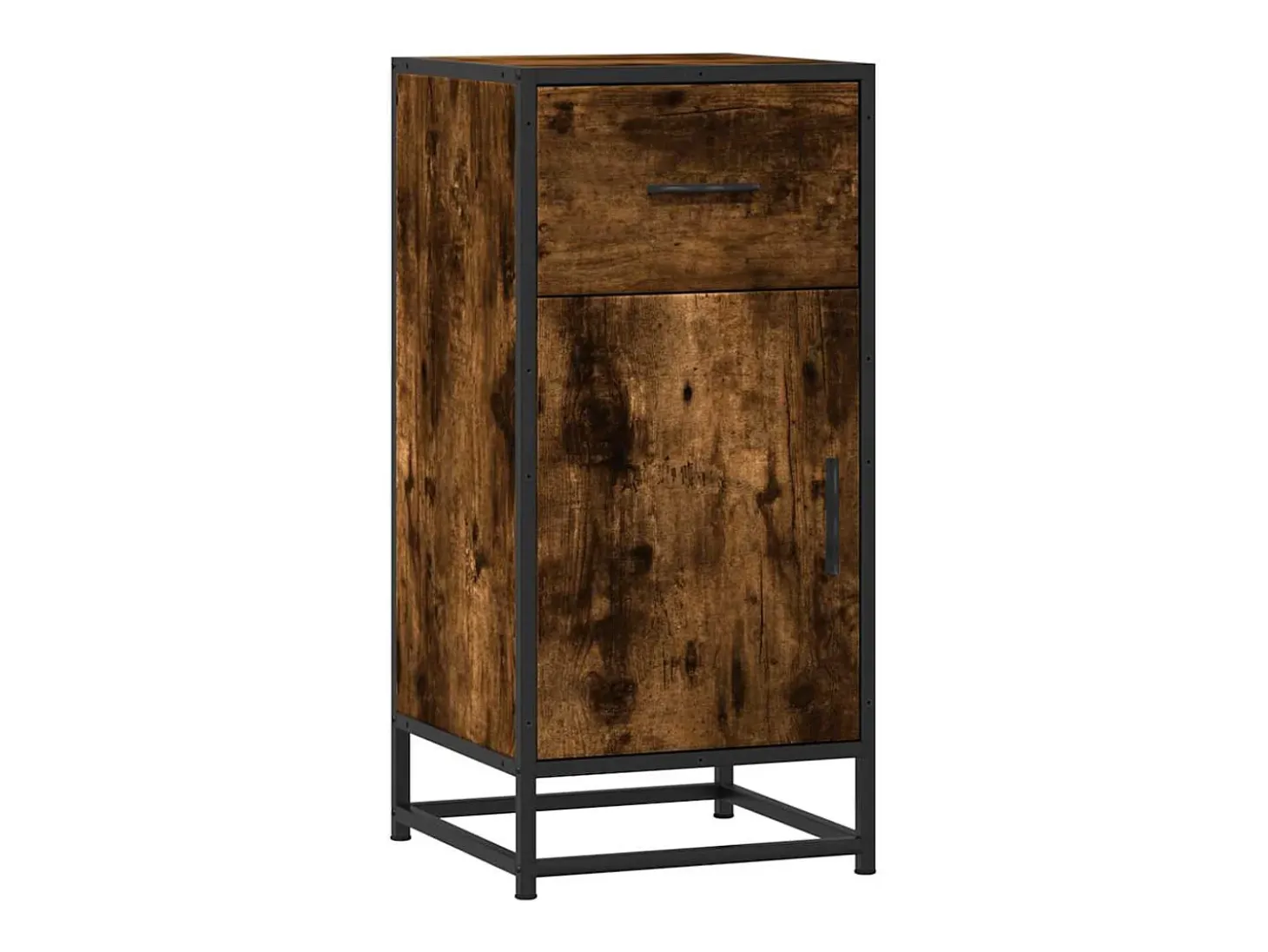 Aparador madera ingeniería y metal roble ahumado 35,5x35x76 cm
