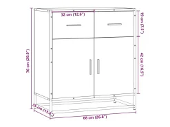 Aparador madera ingeniería roble marrón 68x35x76 cm