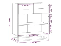 Aparador madera ingeniería roble ahumado 68x35x76 cm