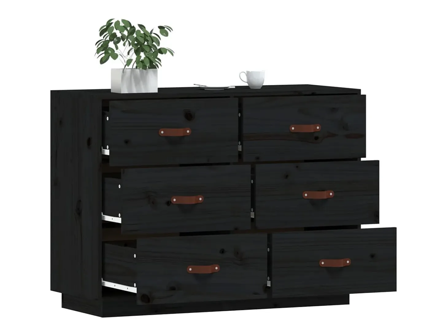 Aparador madera maciza de pino negro 100x40x75 cm