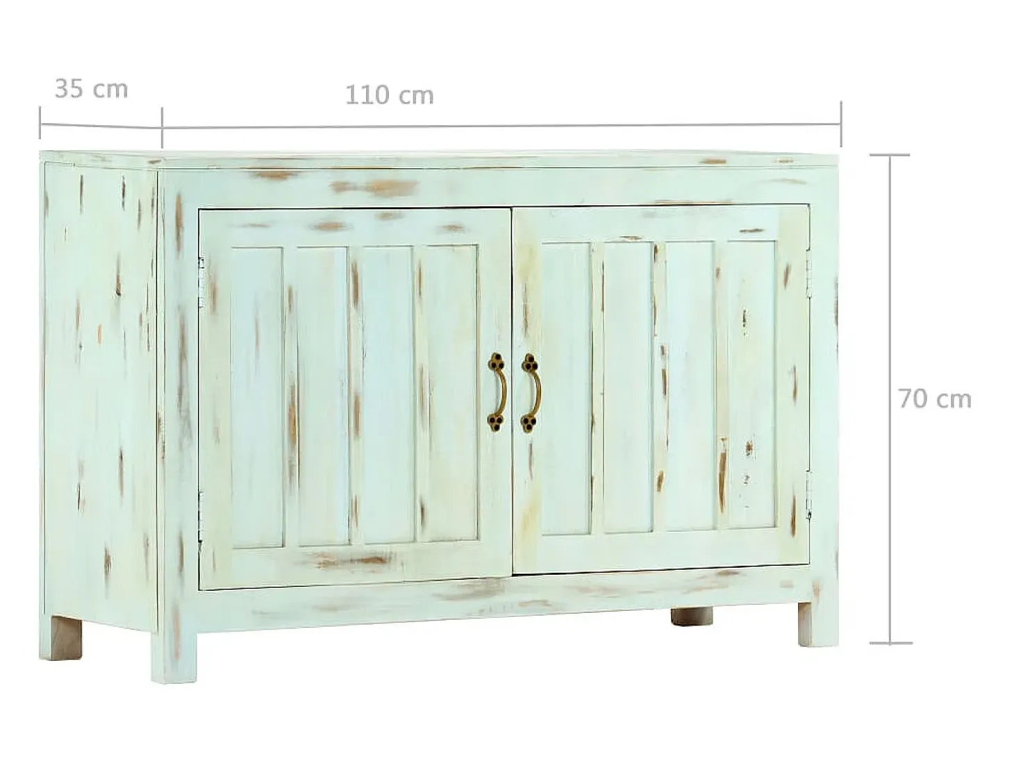 Aparador madera maciza de mango azul claro 110x35x70 cm