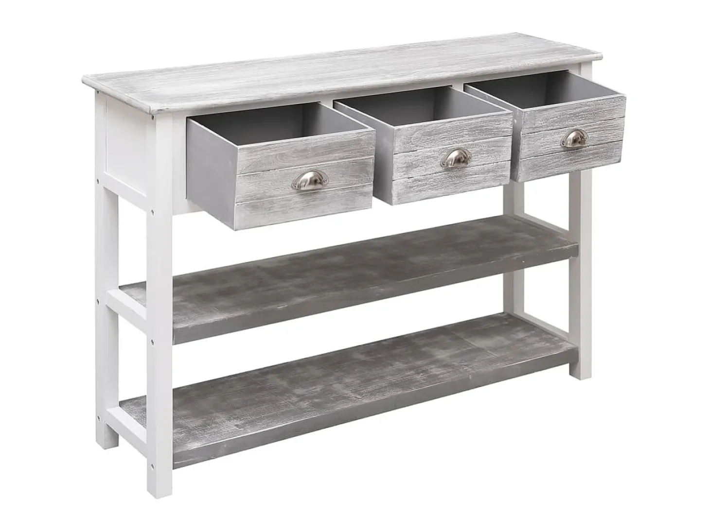 Aparador madera maciza de paulownia gris antiguo 108x30x76 cm ES83834