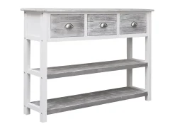 Aparador madera maciza de paulownia gris antiguo 108x30x76 cm ES83834