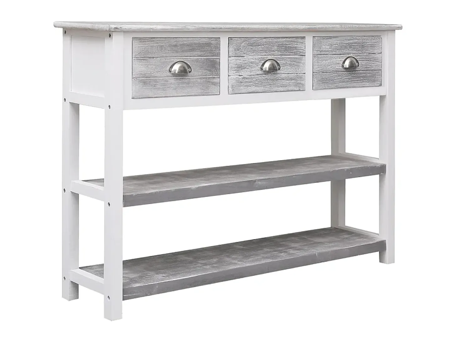 Aparador madera maciza de paulownia gris antiguo 108x30x76 cm ES83834
