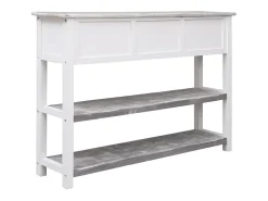 Aparador madera maciza de paulownia gris antiguo 108x30x76 cm ES83834