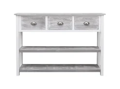 Aparador madera maciza de paulownia gris antiguo 108x30x76 cm ES83834