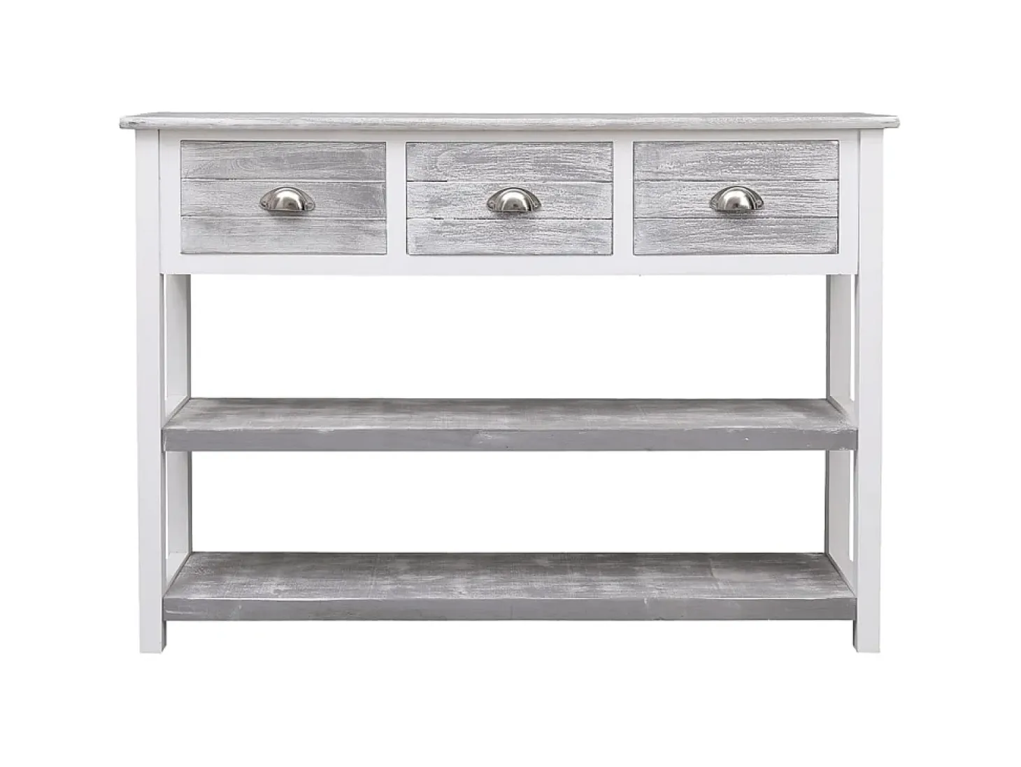 Aparador madera maciza de paulownia gris antiguo 108x30x76 cm ES83834