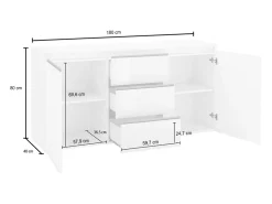 Aparador MAGIC con 2 puertas y 3 cajones color cachemira - 180x40x80 cm