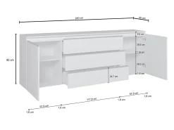 Aparador MAGIC con 2 puertas y 3 cajones color cachemira - 240x40x80 cm