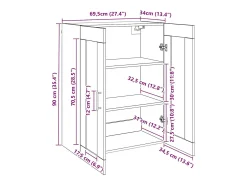 Aparador marrón 69,5 x 34 x 90 cm Madera de ingeniería