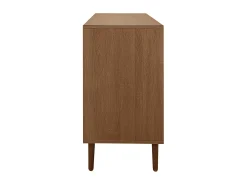 Aparador marrón con 2 puertas de ratán, 1 puerta y 2 cajones 130x40x75,5