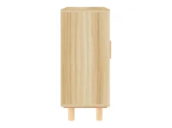 Aparador marrón madera pino maciza y ratán natural 60x30x70 cm