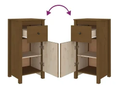 Aparador marrón miel 40x35x80 cm madera maciza de pino