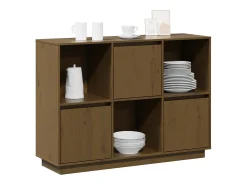 Aparador Marrón Miel 110,5x35x80 cm Madera Maciza de Pino