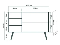 Aparador Mega-729 sonoma color roble 120x36x90 cm