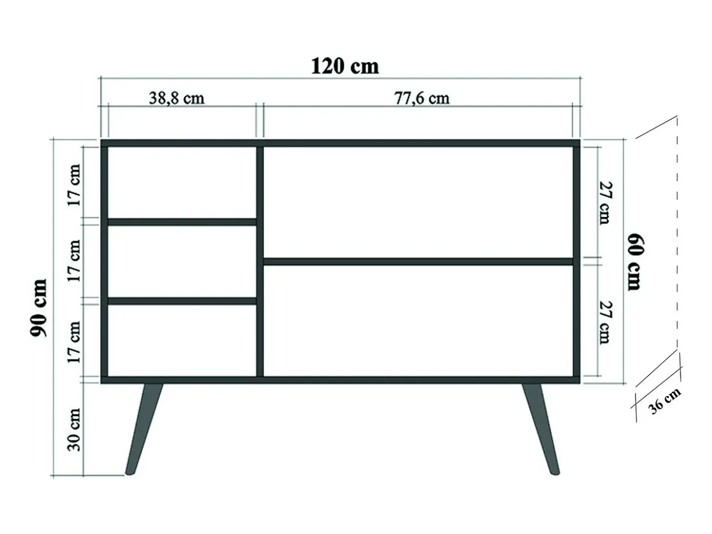 Aparador Mega-729 sonoma color roble 120x36x90 cm