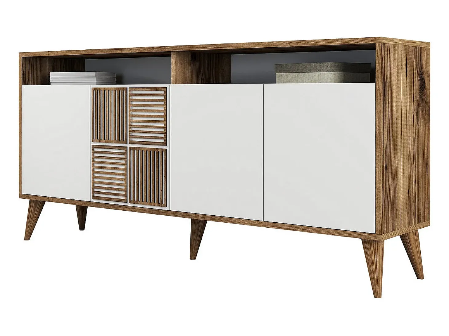 Aparador Milan 160 blanco color nogal 160x35x78 cm