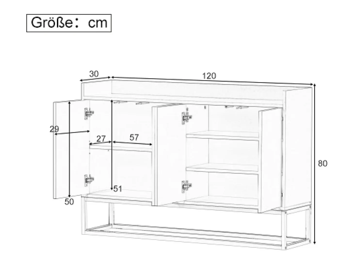 Aparador minimalista moderno de 4 puertas sin tiradores (blanco)