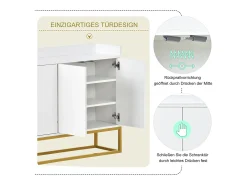 Aparador minimalista moderno de 4 puertas sin tiradores (blanco)