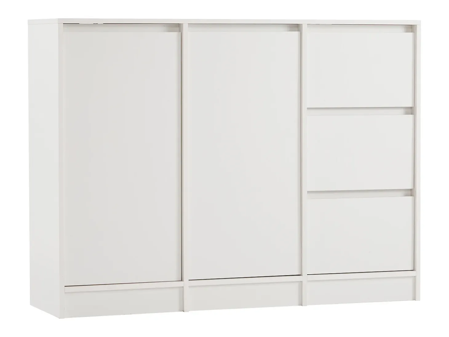 Aparador moderno - 2 puertas y 3 cajones - con estantes ajustables - Blanco
