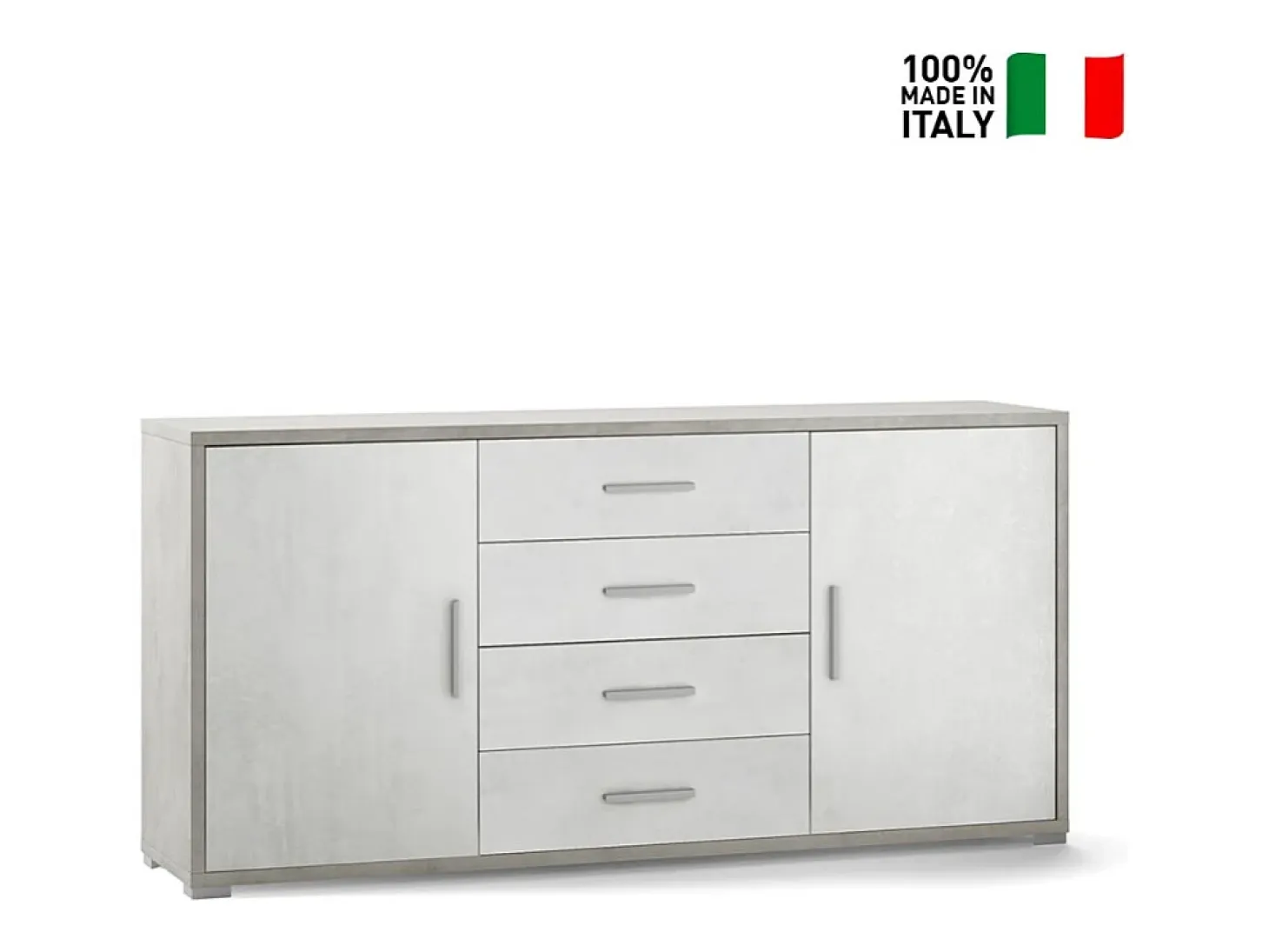 Aparador moderno 2 puertas 4 cajones buffet salón Cleore - Gris - Blanco