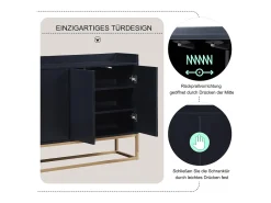 Aparador Moderno 120 x 30 x 80 cm - Aparador Estilo Minimalista con 4 Puertas para Comedor, Salón, Cocina - Negro