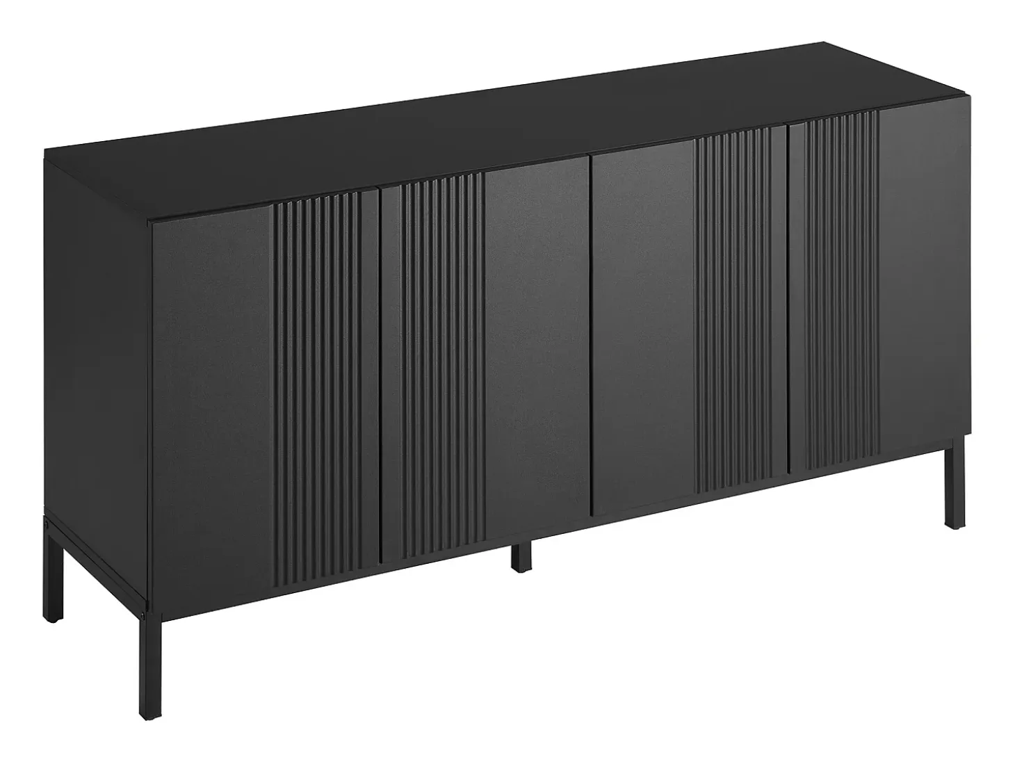 Aparador moderno con 4 puertas - 140 x 41,5 x 80 cm - MDF y tableros de partículas - para salón o cocina - Negro