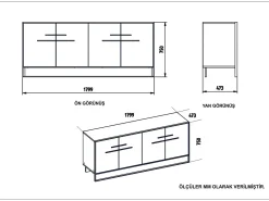 Aparador moderno con acabado dorado y negro, 182 cm | Tablero de partículas 100 % melaminado, 100 % metal | Montaje en pared, elegante diseño de mármo