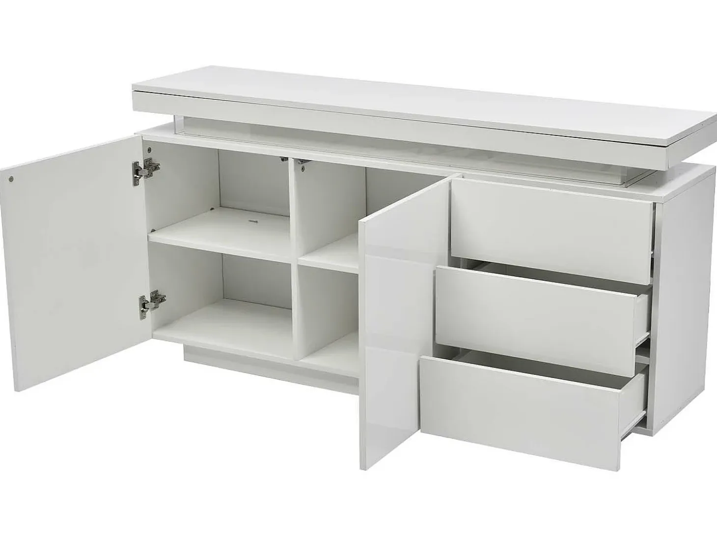 Aparador moderno con LED - 2 puertas y 3 cajones - Blanco