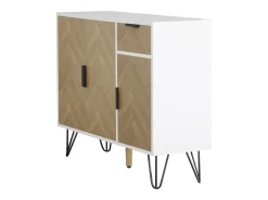 Aparador moderno con patas metálicas, para recibidor y salón, 90 x 30 x 71,5 cm, color blanco.