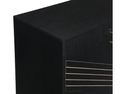 Aparador moderno de 4 puertas para salón - 160 x 40 x 80,5 cm - con patas de metal + estantes regulables - MDF - negro