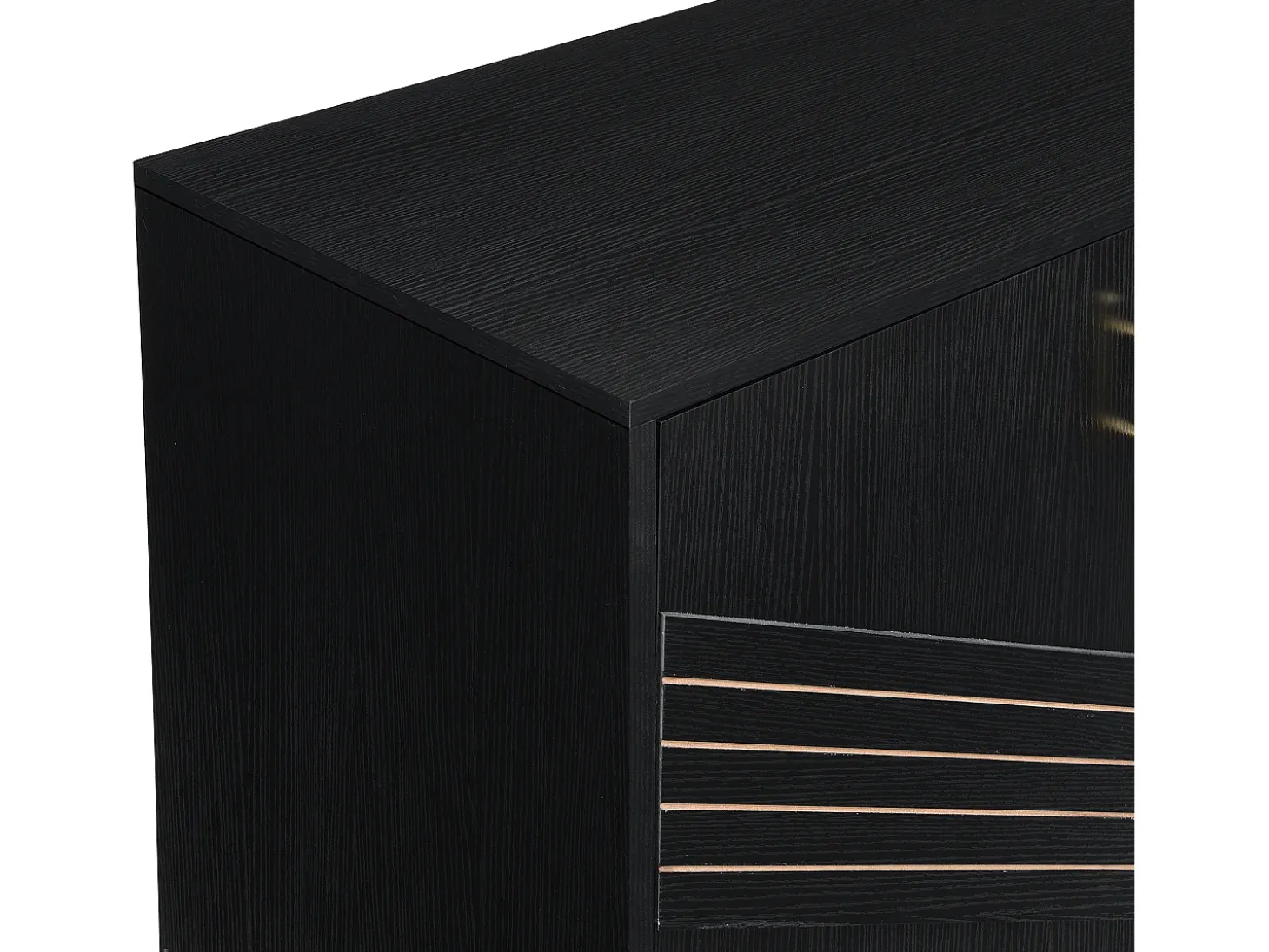 Aparador moderno de 4 puertas para salón - 160 x 40 x 80,5 cm - con patas de metal + estantes regulables - MDF - negro